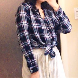 FNET Navy Plaid Flannel Shirt